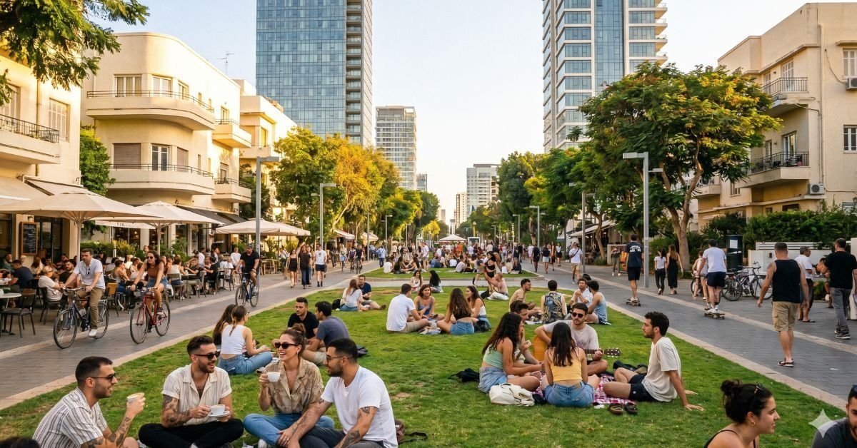 Le centre de Tel-Aviv près de l'oulpan Integraliah
