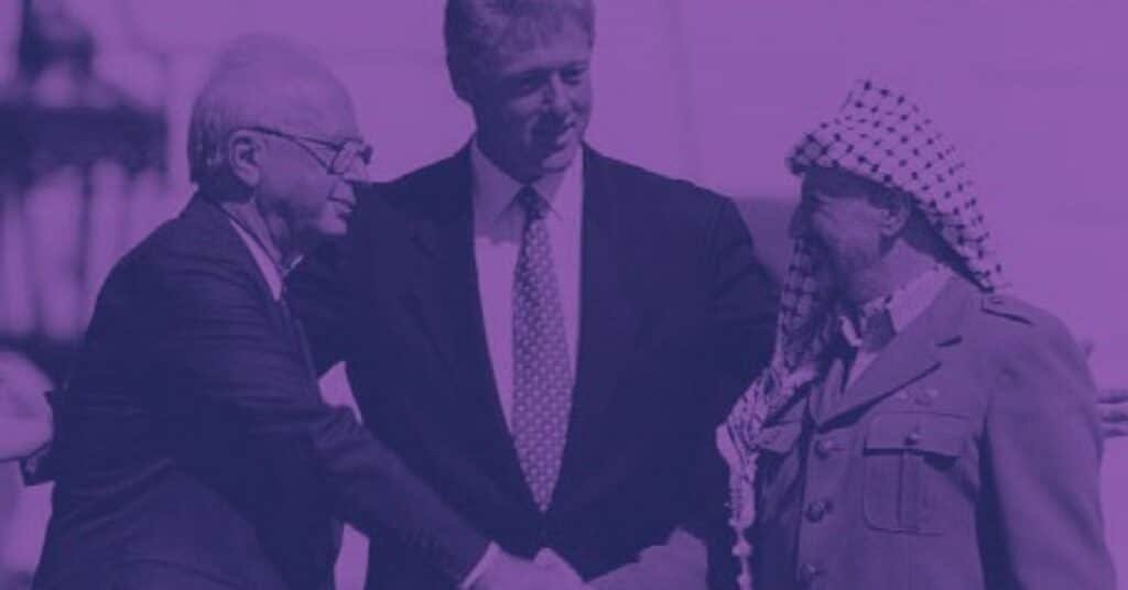 Bill Clinton, Yitzhak Rabin, Yasser Arafat at the White House 1993-09-13