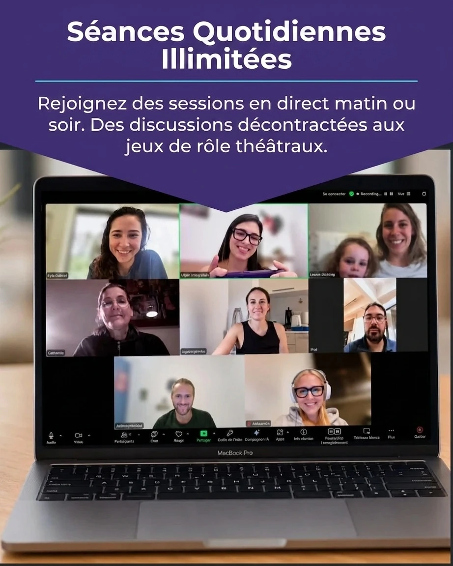 Une session de conversation en hébreu Integraliah en direct sur Zoom